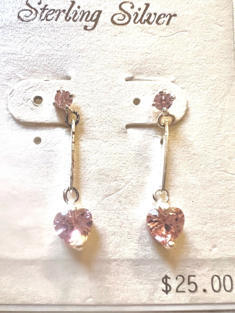 Kohl's Sterling Silver Pink Heart Dangle Earrings